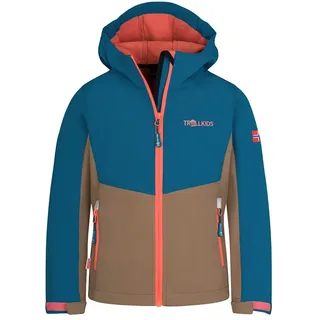 TROLLKIDS Kristiansand Jacke - Atlantic Blue / Mocca Brown / Glow Orange - 98 cm