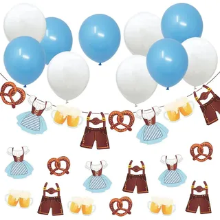 Oblique Unique Oblique Unique® Oktoberfest Party Deko Set - Girlande Banner 2,5 m für Oktober Fest Feier Brezel Bier