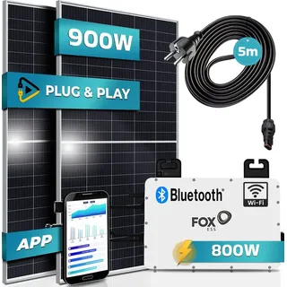 Fox ESS 800W inkl. 2x 450W Solarmodule, 5m Kabel