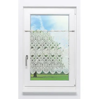 Scheibengardine Plauener Spitze - Blumenspitze #1W (BxH) 42cm x 47cm beige