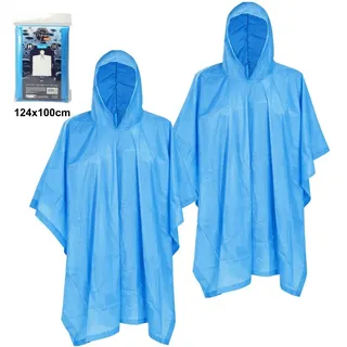 Koopman Regenponcho Regenmantel Regenumhang Regencape 124x100cm Blau 2er Set (2-St) Unisize, Wasserschutz, für Erwachsene, Regenschutz, mit Kordelzug blau