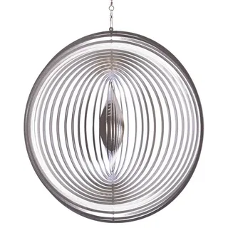 ILLUMINO Deko-Windrad Edelstahl Windspiel Kreis -L Metall Wohnung Gartendeko