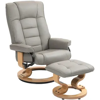 Homcom Relaxsessel Kunstleder 85 x 104 x 76 cm Grau mit Hocker