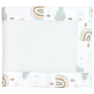 TupTam Bettumrandung Babybett 3D Mesh Nestchen – Gitterstäbe Schutz Netz 2er, Farbe: Regenbogen Wolken, Größe: ca. 128 x 30 cm (für Babybett 140x70)