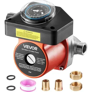 Vevor Umwälzpumpe mit Timer 38 LPM 100 W AC 220–240 V G3/4 Zoll auf G1/2 Zoll