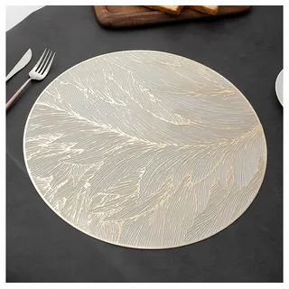 XDeer Tischdecke 4 stück Tischset, Platzset Rund/Rechteck,Tischsets Abwaschbar, Hitzebeständige, 38 * 38 cm goldfarben 38 cm