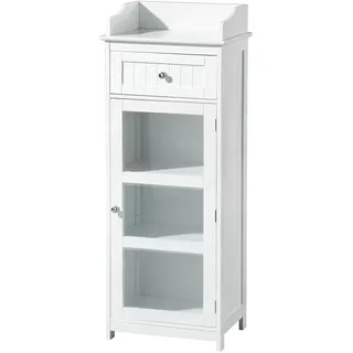 Premier Housewares Portland Freistehende Kommode mit Tür und Schublade 119x45x33 cm weiß, MDF, Weiß, 33x45x119