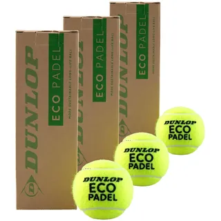 Dunlop Eco Padel (drucklos) – Padel Bälle für Vereine, Trainer und Freizeitspieler (Packung mit 3)