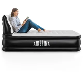 Airefina Luftbett 2 Personen mit Kopfteil, Aufblasbares Bett Luftmatratze Selbstaufblasend mit Integrierter Pumpe, Beflockte Oberfläche Aufblasbare Matratze für Gästebett & Camping -318Kgs Max