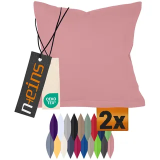 npluseins Doppelpack Baumwoll-Kissenbezüge - Moderne Wohndekoration in schlichtem Design 317.361, 40 x 80 cm, Altrosa