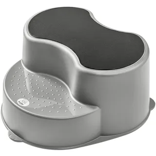 Rotho Babydesign TOP Kinderschemel - recycelt - Tritthocker - Trittschemel - Kinderschemel - Trittleiter - Kindertreppe - Antirutschfläche - grau