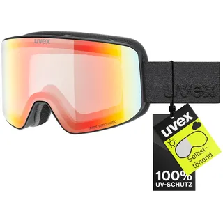 Uvex pyrit V - selbsttönende, leicht verspiegelte Skibrille mit blitzschneller Anpassung an wechselnde Lichtverhältnisse für Damen und Herren - black matt