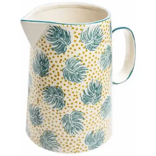 Tranquillo Karaffe, Wasserkrug aus Keramik, Vase, Krug BOHO CHIC blau, 17,5 x 13 x 18 cm, 1500 ml