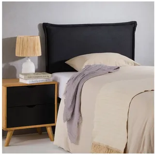 Idimex Kopfteil Nerina mit Holzbeinen 90 cm in schwarz – Gepolstertes Kopfteil, Bettkopfteil für Einzelbett, Elegante Rückwand mit Holzfüßen