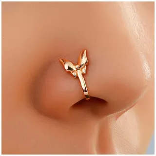 Inateannal Schmetterling Nasenring Gold Fake Septum Nasenring Metall Schmetterling Clip Auf Nasenring Bolzen Schmetterling U Form Nase Manschette Biegsam Nasenring Bolzenschmuck Mädchen Geschenk