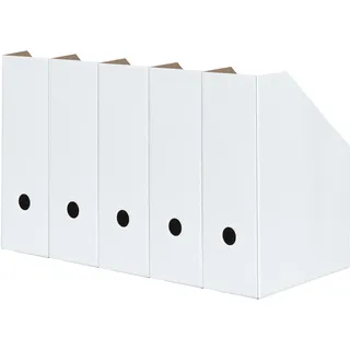 LANDRÉ Stehsammler A4, aus stabilem Karton, 10,5 cm breit, weiß, 5 Stück