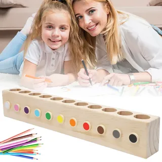 Stiftköcher aus Holz Stiftehalter Stifte Organizer mit 11 Fächern - Buntstifthalter aus Massivholz, Schreibtisch Organizer für Bleistifte,Farbstifte,Pinsel, Stifteköcher für Schule Büro Zuhause