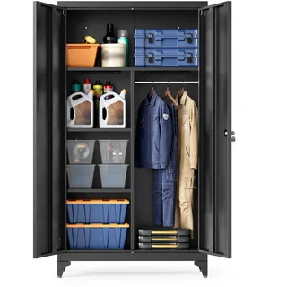 Songmics Mehrzweckschrank 80 x 40 x 165 cm Mattschwarz