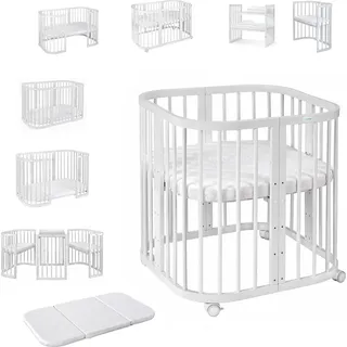Waldin Babybett 7in1 mit Matratze, mitwachsendes Kinder-Bett