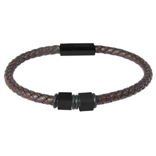 AKZENT Lederarmband Jaro Herren Armband aus Echtleder geflochten mit Edelstahlelementen (einzeln) braun