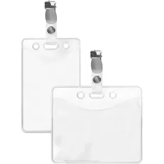 Karteo® Ausweishülle mit Metall Clip | Kartenhülle horizontal | Ausweishalter für Karten DIN A7 | für Ausweise Dienstausweise Messeausweise Presseausweise Identitätsnachweise