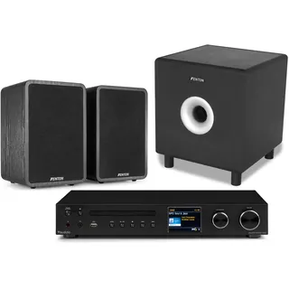 Fenton 2.1 HiFi Anlage – Mini Stereoanlage mit CD Player & DAB Plus Radio – Bluetooth Musikanlage mit Subwoofer – 200W 2.1 Soundsystem, Kompaktanlage mit Lautsprechern – Stereoanlage mit CD