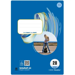 Staufen Style Schulheft - 10 Hefte je 16 Blatt, DIN A4, Lineatur 28 (5 mm kariert mit Randlinie), 80 g/m2 Papier