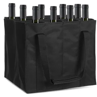 Flaschentasche 12 Flaschen (45 X 27 X 27 cm), Faltbarer Flaschenträger, Bier, Wein, Champagner Wiederverwendbare Getränketasche, Flaschenträger mit Trennwänden für Picknicks, Camping, Partys