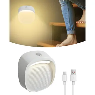 ACMHNC Akku Treppenlicht Mit Bewegungsmelder, LED Nachtlicht Mit Bewegungsmelder Batterie, Akku Wandleuchte Kabellose, Linkage Modi, Warmweiße, Sensor Treppenbeleuchtung, Weiß