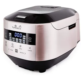 Yum Asia Bamboo Reiskocher mit Induktionsheizung (IH) und Keramikschale, 7 Reiskochfunktionen, 4 Multikocherfunktionen, Motouch LED-Anzeige (1,5 Liter) 220-240V Europa Power (Champagne Rose)