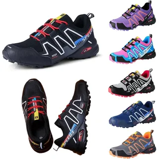 OrthoTrekking ergonomische schmerzlinderndeTrekking Wanderschuhe Damen und Herren – Leichte für Fahrradschuhe,Outdoor, Atmungsaktiv, rutschfest, Komfortabel für Bergsteigen, Wandern (Schwarz,44) - 44 EU