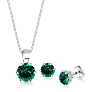 Elli Schmuckset Damen, Basic Edel Elegant mit Kristallen von Swarovski", grün, in 925 Silber,