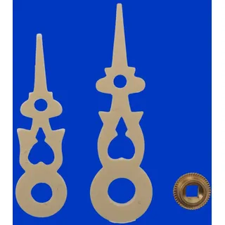 KD89 Uhrzeiger aus Kunststoff, gelb, für Kuckucksuhren, verschiedene Größen, mit Messingmutter, handgefertigt (31/36)