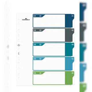 Durable Ordnerregister DIN A4 Überbreite 1-5 farbig 5 Stück