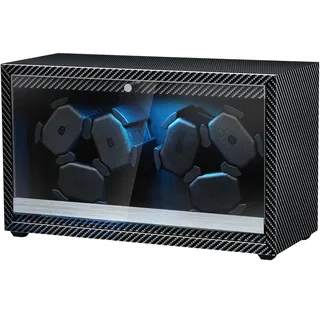 Mcbazel Automatischer Uhrenbeweger für 6 Uhren mit LED-Licht, Ultra-Leiser Motor 4 Rotationsmodi Watch Winder USB DC Betrieben, Geeignet für Uhren bis 45 mm - Carbonfaser-Muster