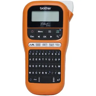 Brother PT-E110VP Professioneller Etikettierer, industriell, Lieferung mit 1 Tze-FX221 Band schwarz/weiß 9 mm + 1 Transportkoffer