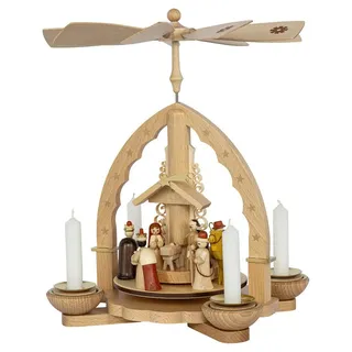 Richard Glässer GmbH Seiffen Richard Glaesser Pyramide Christi Geburt natur für Teelicht und Kerzen Erzgebirge