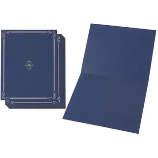 12er Set Hochwertige Urkundenmappen von Best Paper Greetings - DIN-A4 Blau/Silber- Ideal für Zertifikate, Dokumente, Zeugnisse, Auszeichnungen