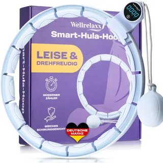 Wellrelaxx Smart Hula Hoop Testsieger leise und drehfreudig mit Zähler | Hula Hoop mit Gewicht Kugel | Hullahub Reifen zum Abnehmen für Training mit Spaß | Umfang 70-110cm