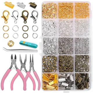 Tundi Schmuckherstellung, Armband Verschluss, Kettenverschluss | Schmuck Selber Machen Set, Schmuckketten Reparatur Set für DIY Anfänger, Halskette und Armband Machen