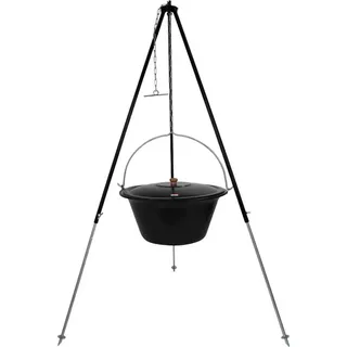 Grillplanet Gulaschkessel 30 Liter Dreibein 180 cm mit Deckel - Schwarz
