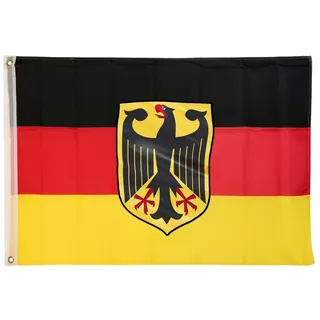 PHENO FLAGS Flagge Deutschland Flagge mit Adler 90 X 150 cm Deutsche Fahne (Hissflagge für Fahnenmast), Inkl. 2 Messing Ösen