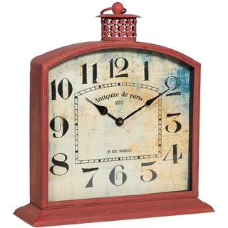 Biscottini Analoge Tischuhr 40,5 x 13,5 x 47,5 cm – Kinderzimmeruhr Made in Italy – Nachttischuhr aus Eisen in Antikrot