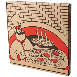 Paxit - Pizza Box 50 Stück, Pizzabox 450x450x40 mm Bedruckte, Pizzakarton 3-Lagig, Pizza Karton Grammatur: 395 g/m2, Pizza Transportbox Gestanzt, Pizzaschachtel Welle B, Pizza Aufbewahrungsbox