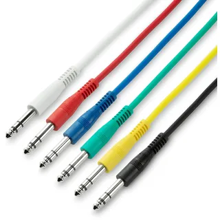 Adam Hall Cables 3 STAR BVV 0015 SET - Patchkabel Set, 6,3mm Klinkenstecker stereo auf 6,3mm Klinkenstecker stereo, 6 Stück, bunt, 0,15m