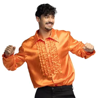 Boland - Oranges Disco Hemd mit Rüschen