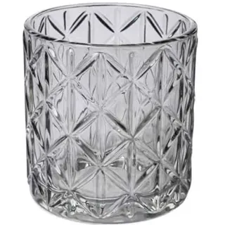Teelichthalter Noble 10cm. Teelichtglas Windlicht Kerzenglas Kerzenhalter mit Motiv grau HELLGRAU
