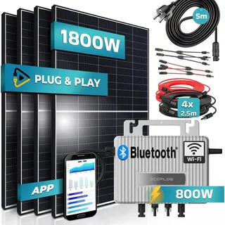 450W monokristallin 1800W inkl. Ecoflow Stream 800W Wechselrichter + 4x450W Solarmodule