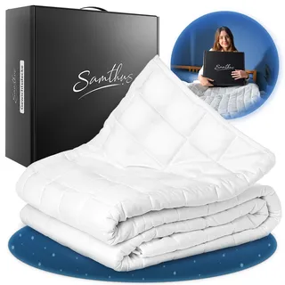 Samthus Gewichtsdecke 135x200cm 7kg Oeko-Tex zertifizierte Therapiedecke | aus 100% Baumwolle Premium Entspannungsdecke – Besser schlafen mit schwerer Bettdecke – Anti Stress Weighted Blanket