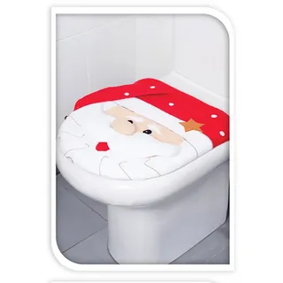Annastore WC-Deckelbezug Lustiger WC Sitzbezug Nikolaus für Weihnachten Toilettensitzbezug, Polyester rot